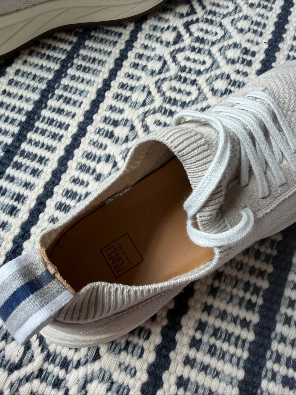 Fedeli Light Gray Knit Slip-On Sneakers for Men
